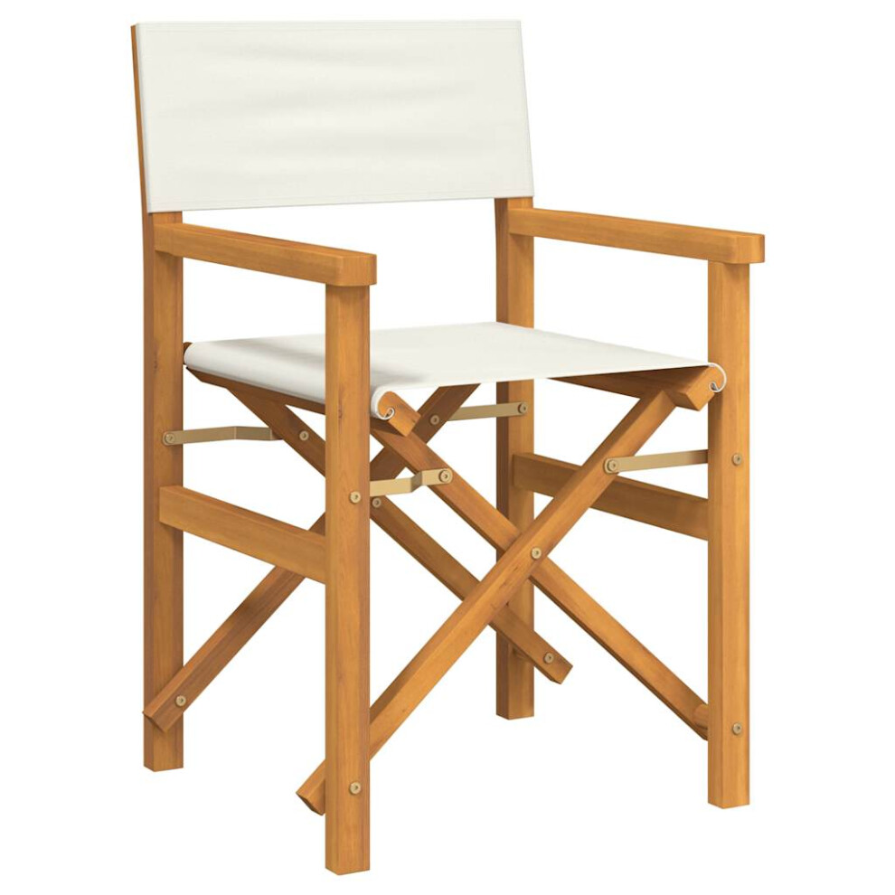 Vidaxl (, 1 Pcs) Folding Director's Chairs Picnic Chair Outdoor Chair Solid Wood Teak Cream