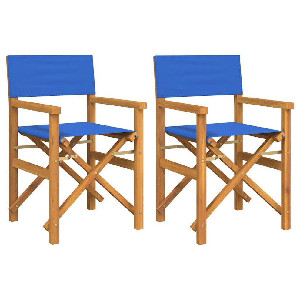 (blue, 2 pcs) vidaXL Folding Director's Chairs Picnic Chair Outdoor Chair Solid Wood Teak