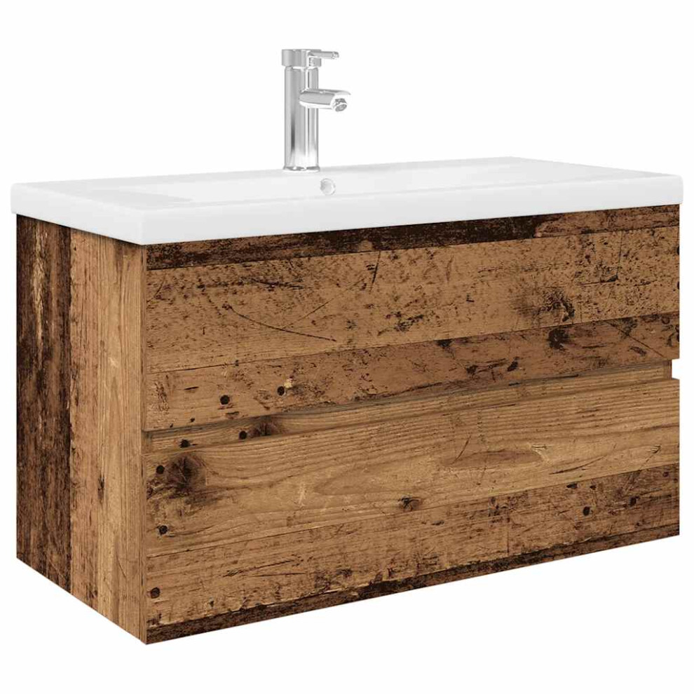 (old wood, 80 X 38.5 X 45 cm) vidaXL Sink Cabinet Home Bathroom Sink Unit Storage Cabinet Engineered Wood