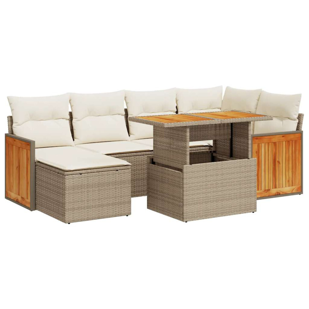 (beige And cream) vidaXL 8 Piece Garden Sofa Set With Cushions Beige Poly Rattan Acacia