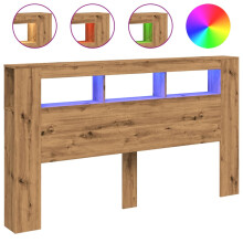 (artisan oak, 180 x 18.5 x 103.5 cm) vidaXL LED Headboard Bed Header Bedroom Storage Bed Headboard Engineered Wood