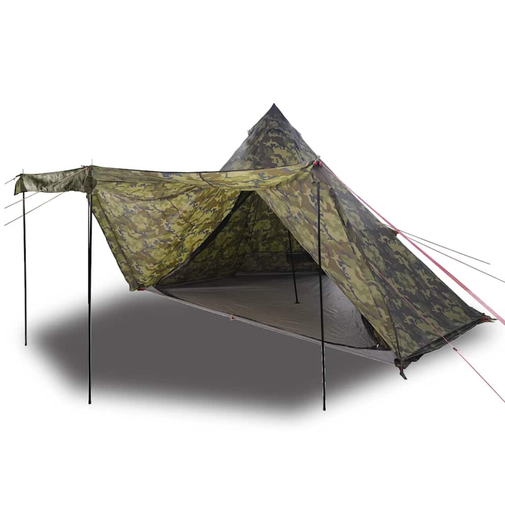 (camouflage) vidaXL Family Tent Tipi 6-Person Camping Lightweight Tent Dome Tent Waterproof