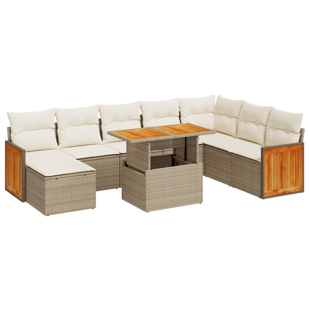 (beige And cream) vidaXL 7 Piece Garden Sofa Set With Cushions Beige Poly Rattan Acacia