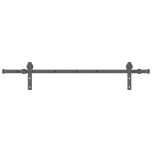(152 cm) vidaXL Sliding Door Hardware Kit 183 cm Steel Black sliding door hardware