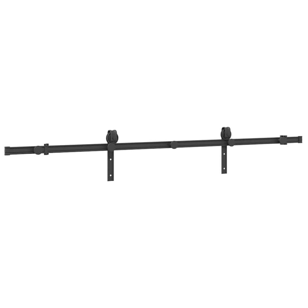Vidaxl (200 Cm) Sliding Door Hardware Kit 183 Cm Steel Black Sliding Door Hardware