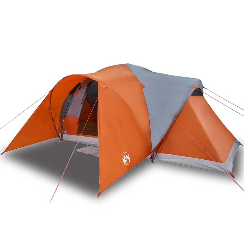 Vidaxl (Grey And Orange, 494 X 370 X 190 Cm) Family Tent Dome 6-Person Camping Tent Lightweight Tent Waterproof