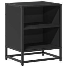 (black, 1 pcs) vidaXL Bedside Cabinets 2 pcs Smoked Oak 40x31x50 cm Engineered Wood and Metal