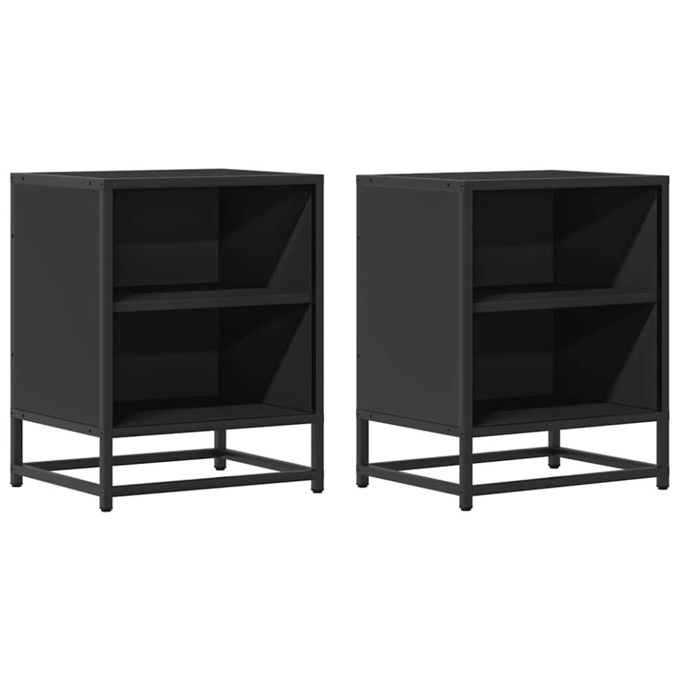 (black, 2 pcs) vidaXL Bedside Cabinets 2 pcs Smoked Oak 40x31x50 cm Engineered Wood and Metal