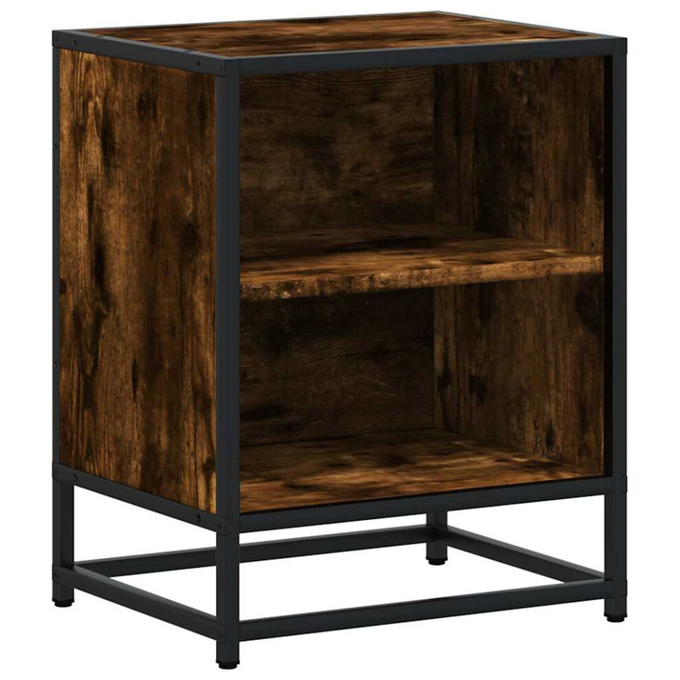 (smoked oak, 1 pcs) vidaXL Bedside Cabinets 2 Pcs Smoked Oak 40x31x50 Cm Engineered Wood And Metal