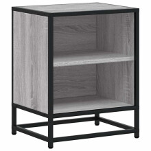 (grey sonoma, 1 pcs) vidaXL Bedside Cabinets 2 pcs Smoked Oak 40x31x50 cm Engineered Wood and Metal
