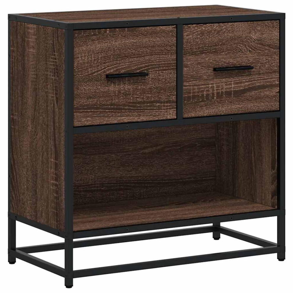 (brown oak) vidaXL Bedside Cabinet Nightstand Bed Side Cabinet Engineered Wood And Metal