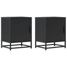(black, 2 pcs) vidaXL Bedside Cabinets 2 pcs Black 40x31x50 cm Engineered Wood and Metal