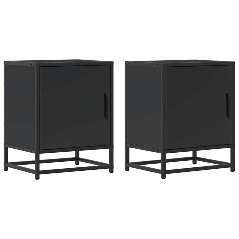 (black, 2 pcs) vidaXL Bedside Cabinets 2 Pcs Black 40x31x50 Cm Engineered Wood And Metal