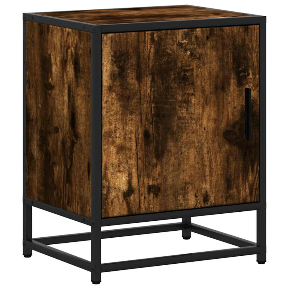 Vidaxl (Smoked Oak, 1 Pcs) Bedside Cabinets 2 Pcs Black 40X31x50 Cm Engineered Wood And Metal