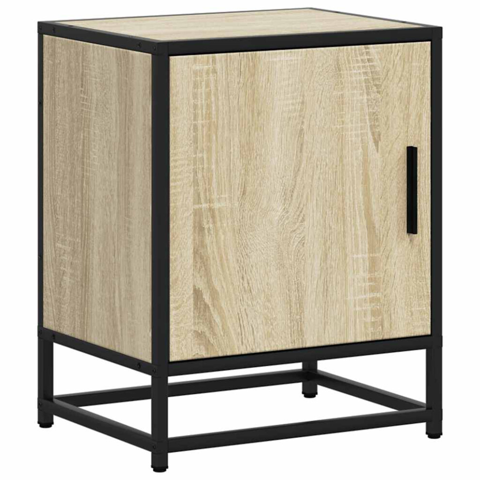 (sonoma oak, 1 pcs) vidaXL Bedside Cabinets 2 Pcs Black 40x31x50 Cm Engineered Wood And Metal