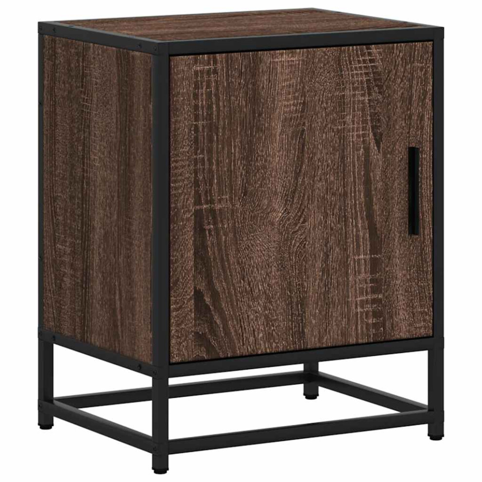 (brown oak, 1 pcs) vidaXL Bedside Cabinets 2 Pcs Black 40x31x50 Cm Engineered Wood And Metal