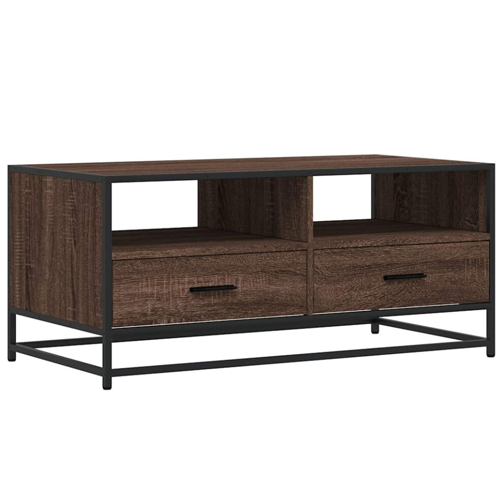 (brown oak) vidaXL Coffee Table Hall End Table Side Table Black Engineered Wood and Metal