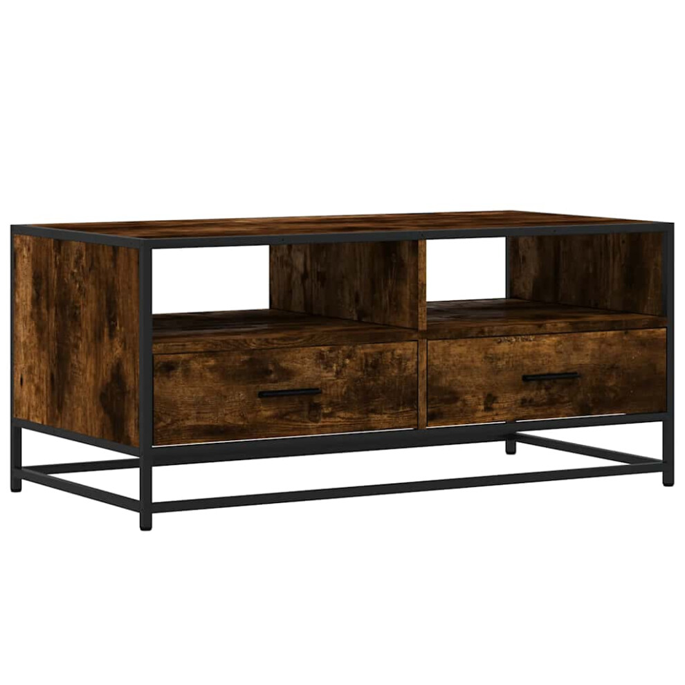 Vidaxl (Smoked Oak) Coffee Table Hall End Table Side Table Black Engineered Wood And Metal