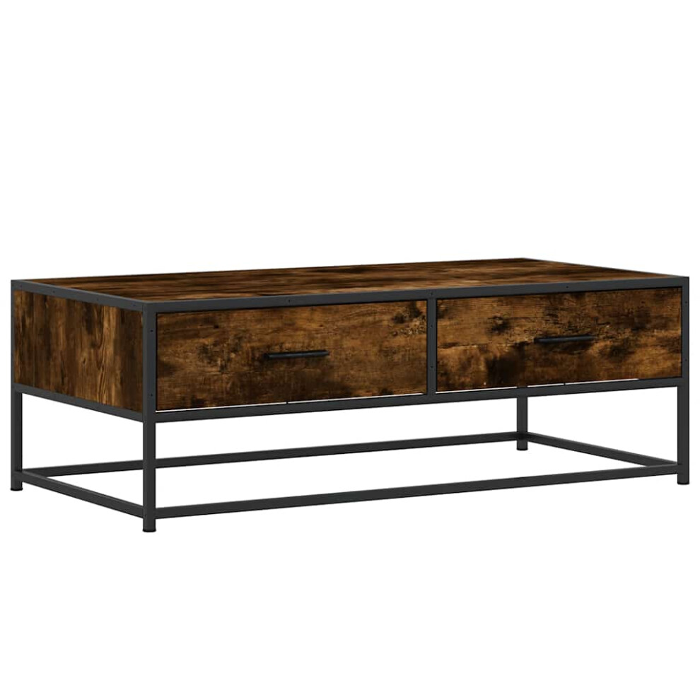 vidaXL Coffee Table Smoked Oak 100x50x35 cm Engineered Wood and Metal - Image 3