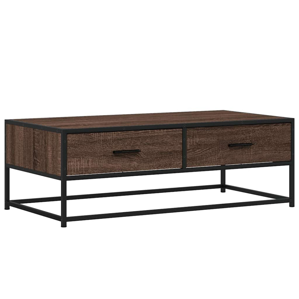 (brown oak) vidaXL Coffee Table End Table Side Table Brown Oak Engineered Wood And Metal