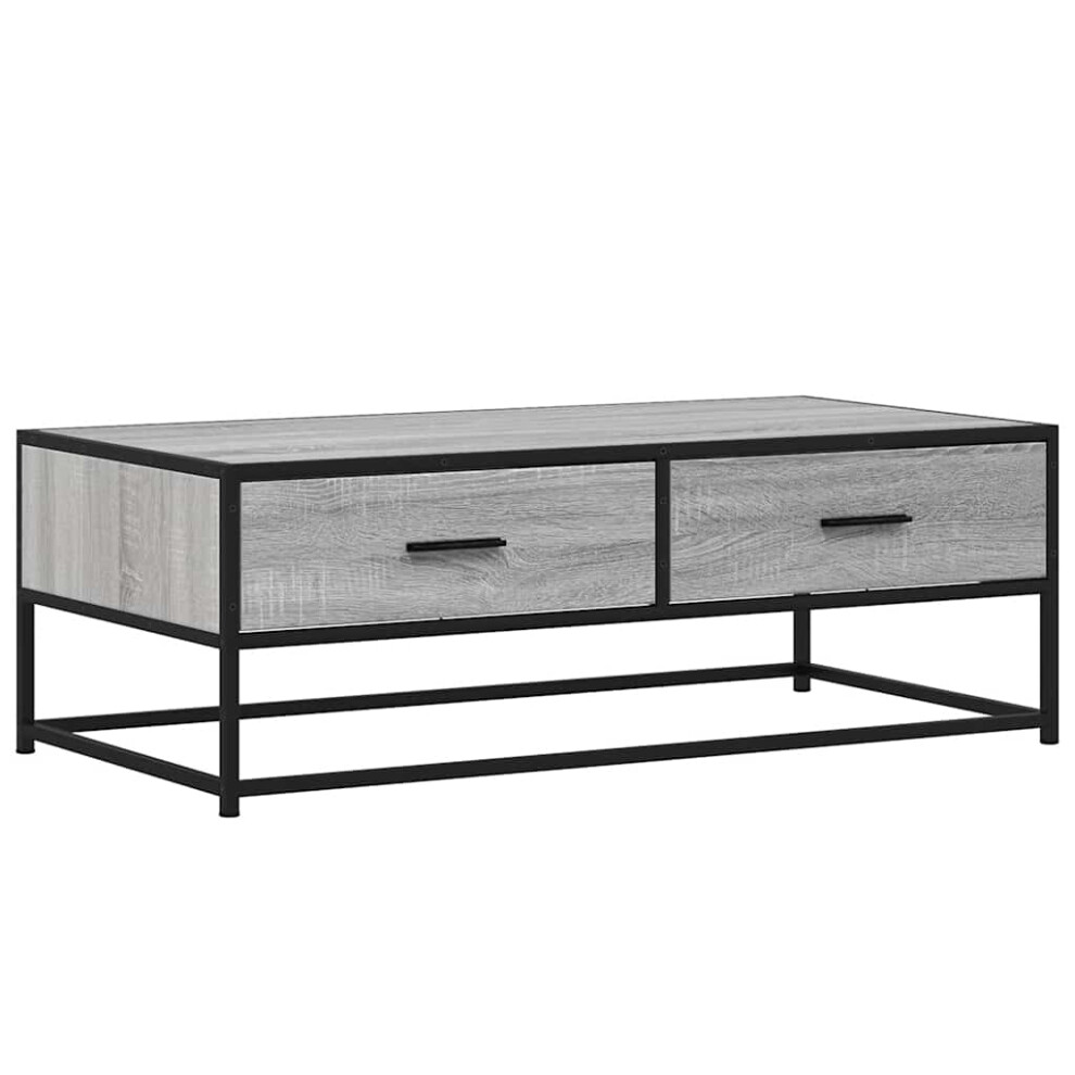 (grey sonoma) vidaXL Coffee Table End Table Side Table Brown Oak Engineered Wood And Metal