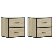 (sonoma oak, 2 pcs) vidaXL Wall-mounted Bedside Cabinets 2 pcs Sonoma Oak 40x31x39.5 cm cabinet