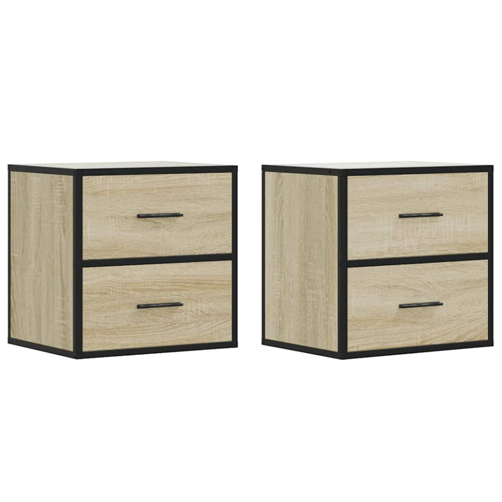 Vidaxl (Sonoma Oak, 2 Pcs) Wall-Mounted Bedside Cabinets 2 Pcs Sonoma Oak 40X31x39.5 Cm Cabinet