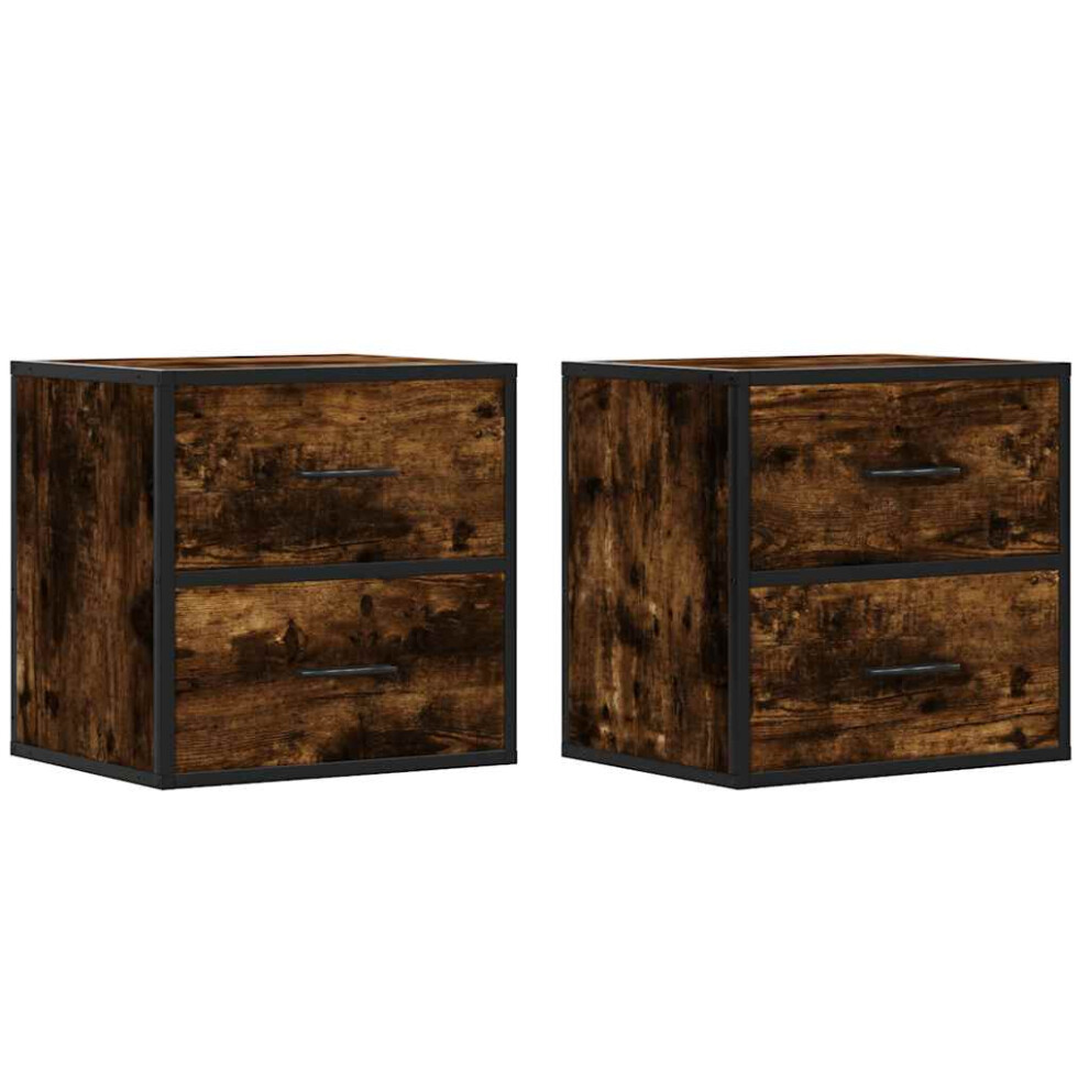 (smoked oak, 2 pcs) vidaXL Wall-mounted Bedside Cabinets 2 pcs Sonoma Oak 40x31x39.5 cm cabinet