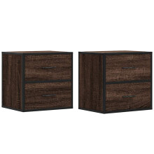 (brown oak, 2 pcs) vidaXL Wall-mounted Bedside Cabinets 2 pcs Sonoma Oak 40x31x39.5 cm cabinet