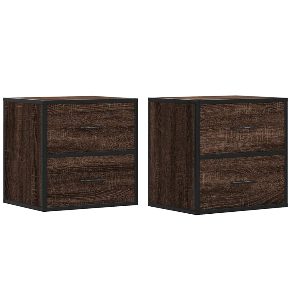 (brown oak, 2 pcs) vidaXL Wall-mounted Bedside Cabinets 2 Pcs Sonoma Oak 40x31x39.5 Cm Cabinet