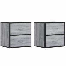 (grey sonoma, 2 pcs) vidaXL Wall-mounted Bedside Cabinets 2 pcs Sonoma Oak 40x31x39.5 cm cabinet