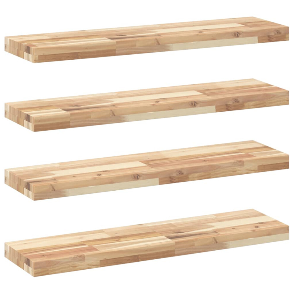 (natural, 80 x 20 x 4 cm/ 4 pcs) vidaXL Floating Shelves Wall Storage Shelf 4pcs Untreated Solid Wood Acacia