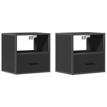 (black, 2 pcs) vidaXL Wall-mounted Bedside Cabinet Smoked Oak 40x31x39.5 cm cabinet