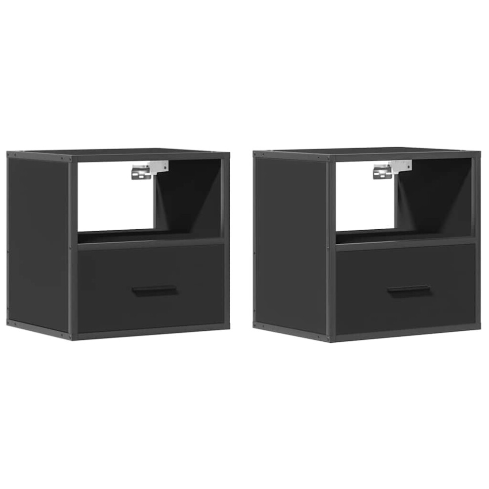 Vidaxl (Black, 2 Pcs) Wall-Mounted Bedside Cabinet Smoked Oak 40X31x39.5 Cm Cabinet