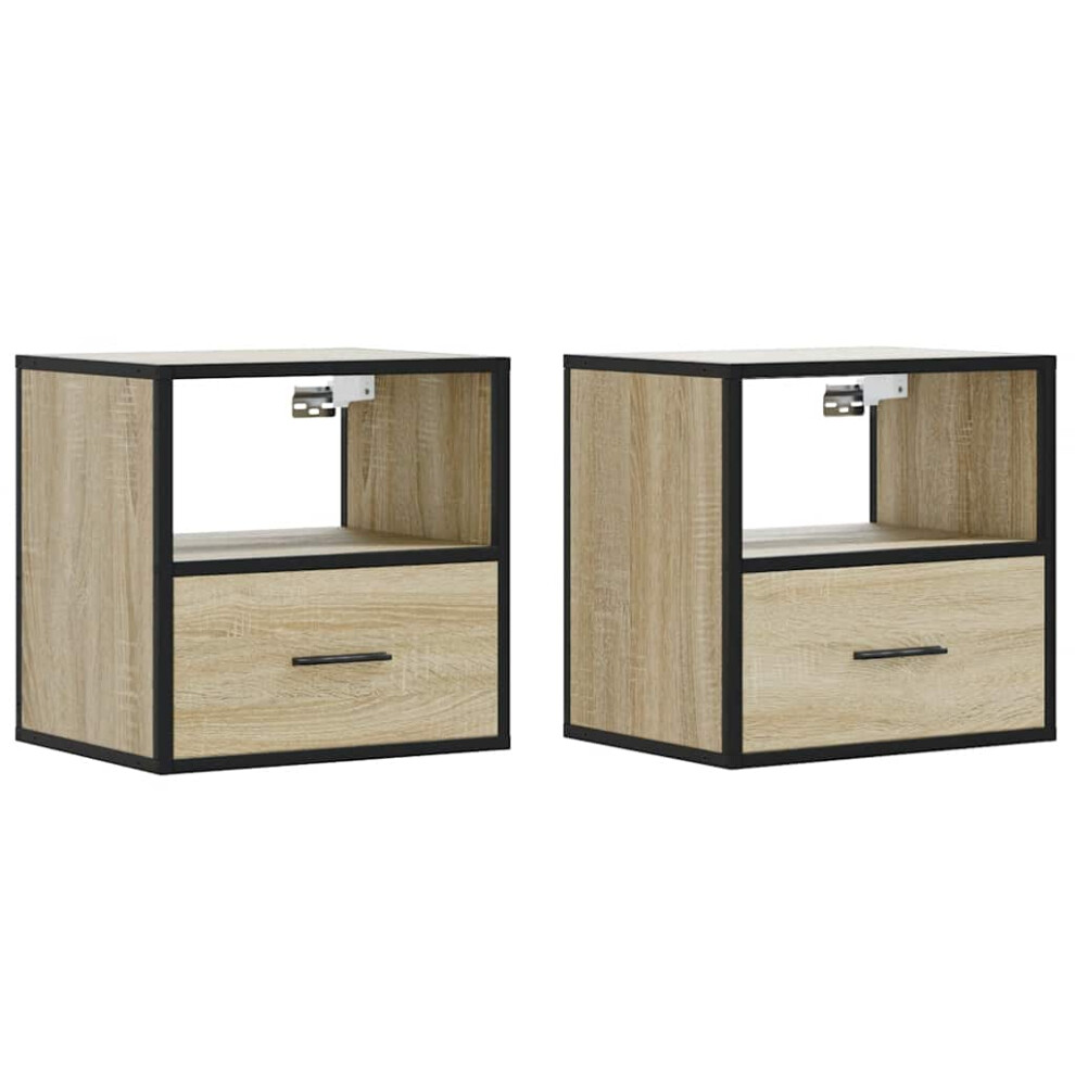 Vidaxl (Sonoma Oak, 2 Pcs) Wall-Mounted Bedside Cabinet Smoked Oak 40X31x39.5 Cm Cabinet