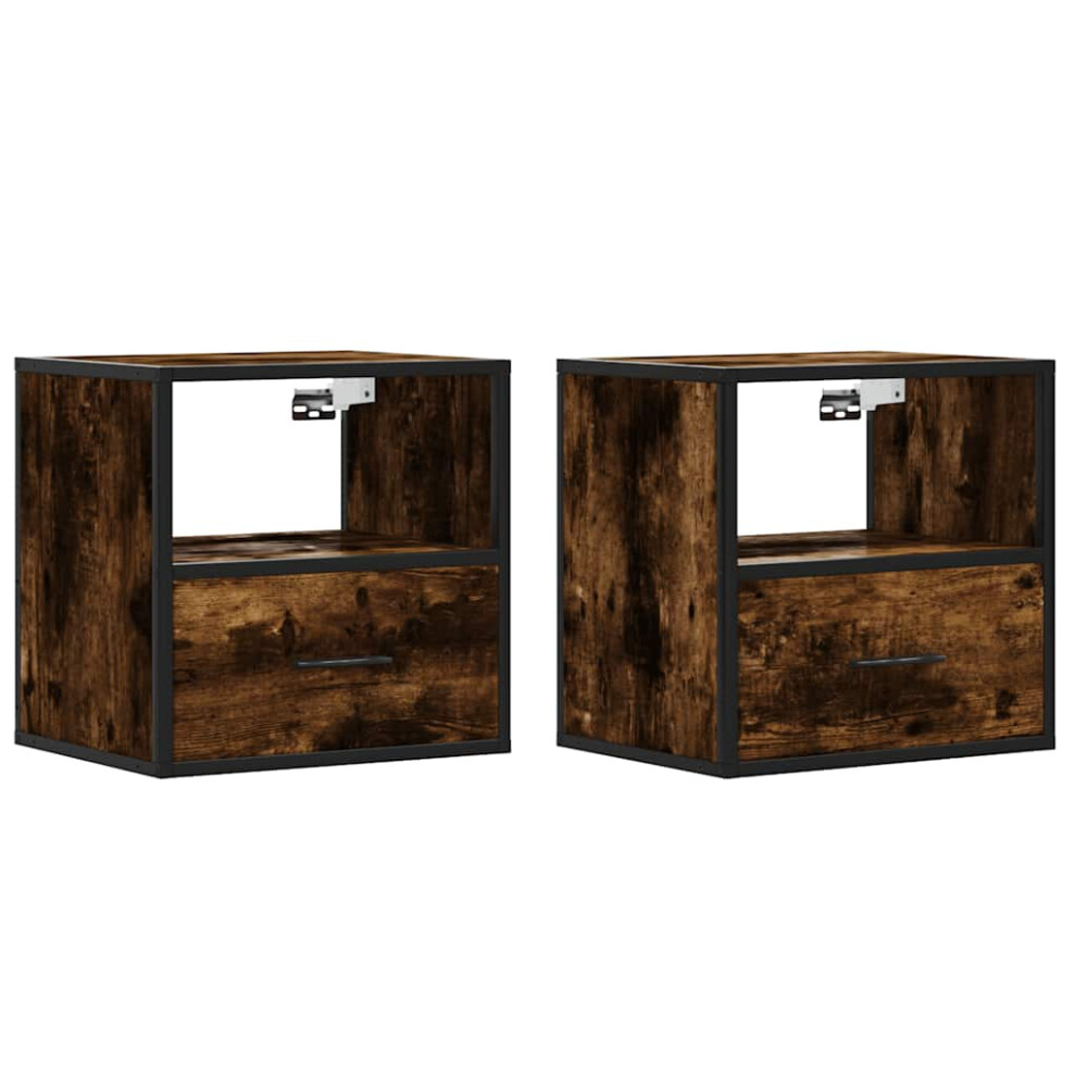 (smoked oak, 2 pcs) vidaXL Wall-mounted Bedside Cabinet Smoked Oak 40x31x39.5 Cm Cabinet