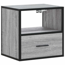 (grey sonoma, 1 pcs) vidaXL Wall-mounted Bedside Cabinet Smoked Oak 40x31x39.5 cm cabinet