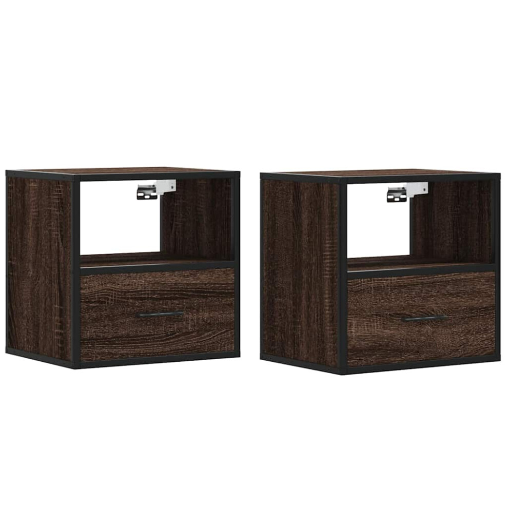 Vidaxl (Brown Oak, 2 Pcs) Wall-Mounted Bedside Cabinet Smoked Oak 40X31x39.5 Cm Cabinet
