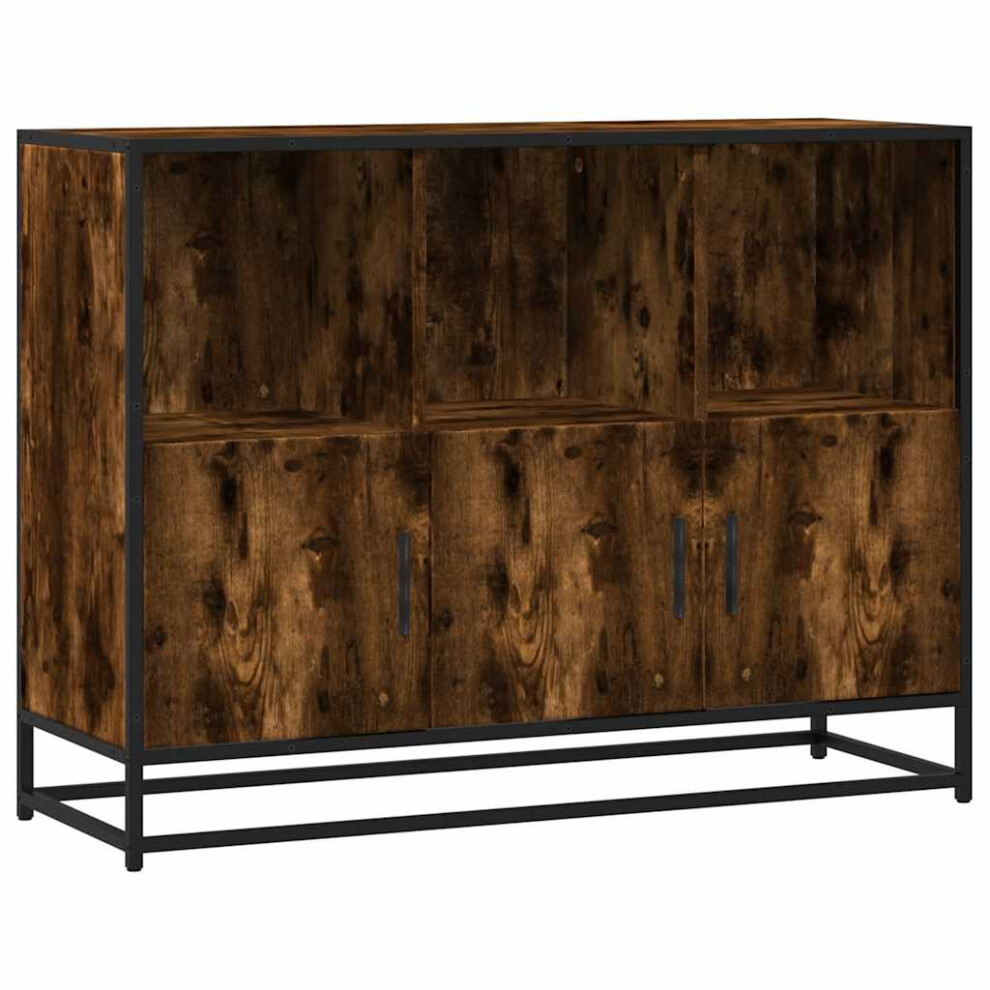 (smoked oak) vidaXL Sideboard Smoked Oak 100x35x76 Cm Engineered Wood Storage Cabinet