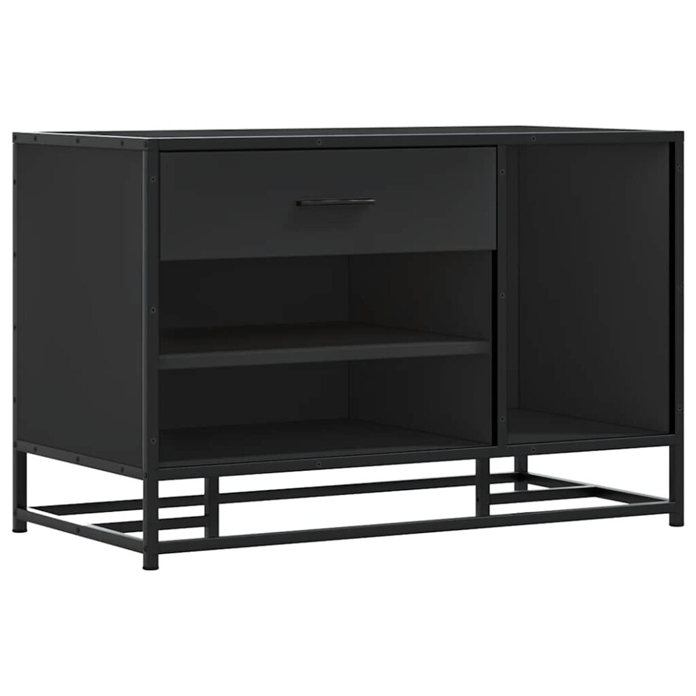 (black) vidaXL Shoe Bench Black 80x40x53.5 cm Engineered Wood and Metal bench-image-OPC-PFW7R9W-NEW