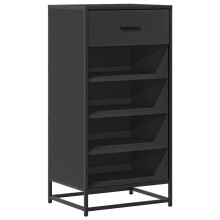 (black) vidaXL Shoe Rack Smoked Oak 48x38x97.5 cm Engineered Wood shoe storage