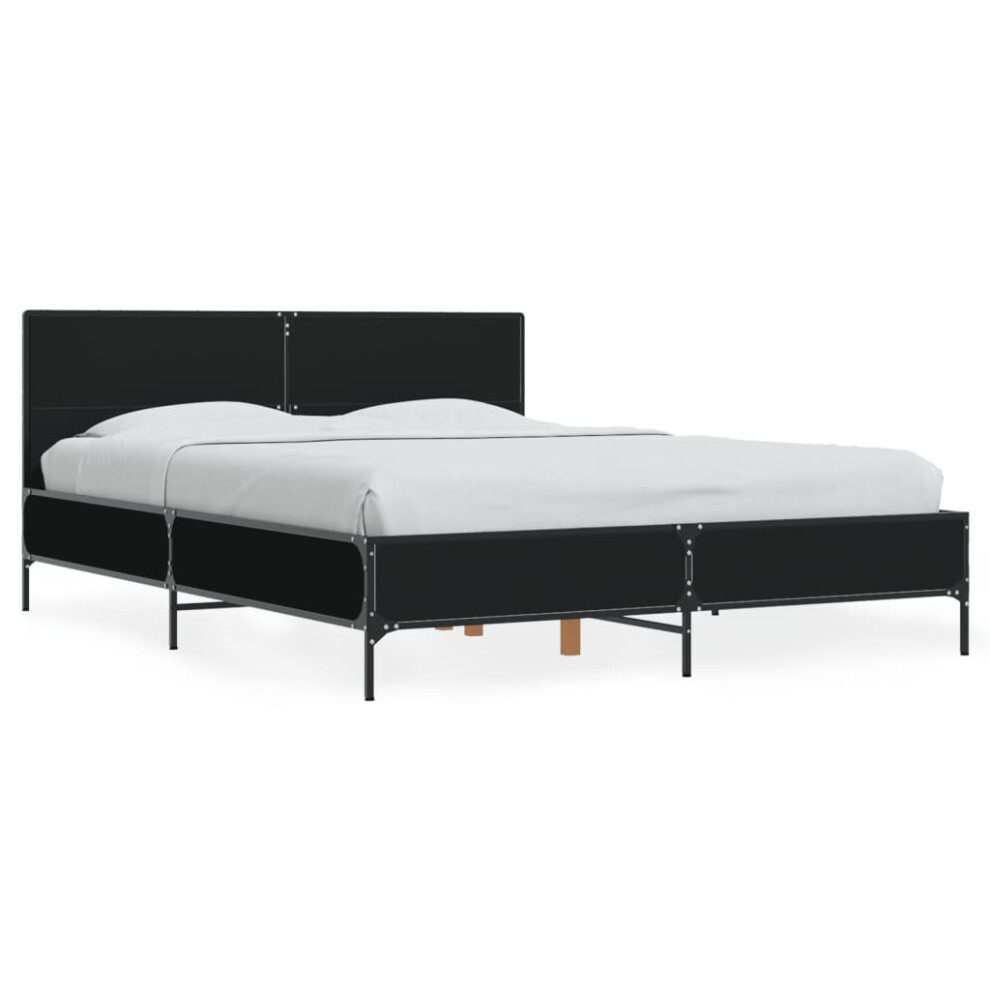 (black, 120 X 190 cm) vidaXL Bed Frame Home Bed Base Smoked Oak 140x190 Cm Engineered Wood And Metal