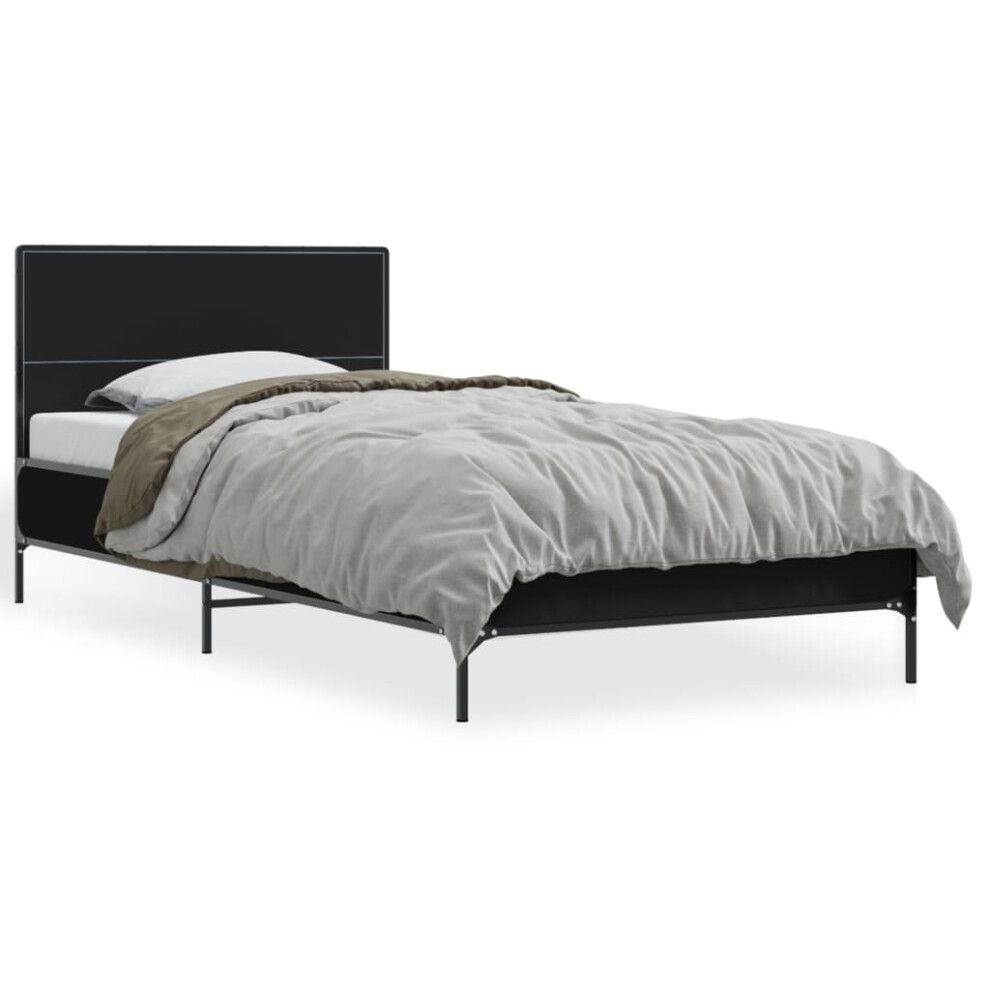 (black, 90 x 190 cm) vidaXL Bed Frame Home Bed Base Smoked Oak 140x190 cm Engineered Wood and Metal