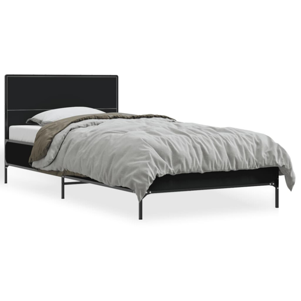 (black, 75 X 190 cm) vidaXL Bed Frame Home Bed Base Smoked Oak 140x190 Cm Engineered Wood And Metal