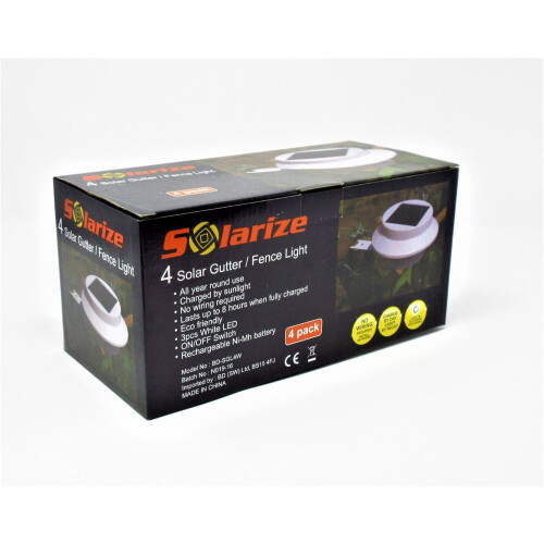Solarize Set of 4 Solar Gutter Fence Lights (White) 1