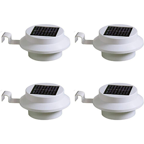 Solarize Set of 4 Solar Gutter Fence Lights (White)