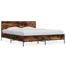 (smoked oak, 150 x 200 cm) vidaXL Bed Frame Home Bed Base Smoked Oak 140x190 cm Engineered Wood and Metal