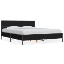 (black, 150 x 200 cm) vidaXL Bed Frame Home Bed Base Smoked Oak 140x190 cm Engineered Wood and Metal