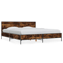 (smoked oak, 180 x 200 cm) vidaXL Bed Frame Home Bed Base Smoked Oak 140x190 cm Engineered Wood and Metal