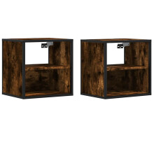 (smoked oak, 2 pcs) vidaXL Wall-mounted Bedside Cabinet Black 40x31x39.5 cm cabinet bedside table